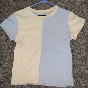 URBAN OUTFITTERS Contrast Blue and Tan Crop Top